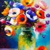Flowers On Glass Art Diamond Painting
