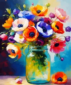 Flowers On Glass Art Diamond Painting
