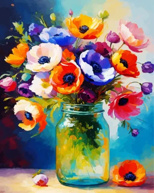 Flowers On Glass Art Diamond Painting