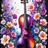 Flowers Violin Diamond Painting