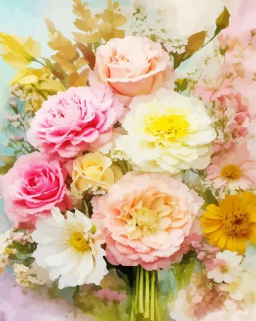 Flowers Yellow And Pink Art Diamond Painting
