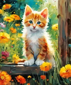 Fluffy Tabby Kitten Diamond Painting
