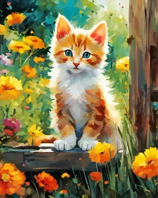 Fluffy Tabby Kitten Diamond Painting