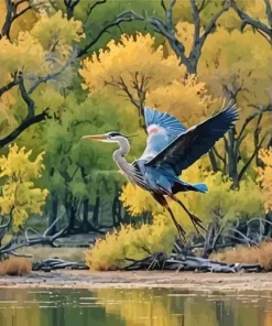 Flying Heron Art Diamond Painting