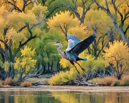 Flying Heron Art Diamond Painting