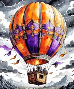 Flying Hot Air Balloon Art Diamond Painting