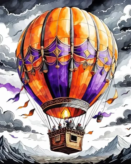 Flying Hot Air Balloon Art Diamond Painting