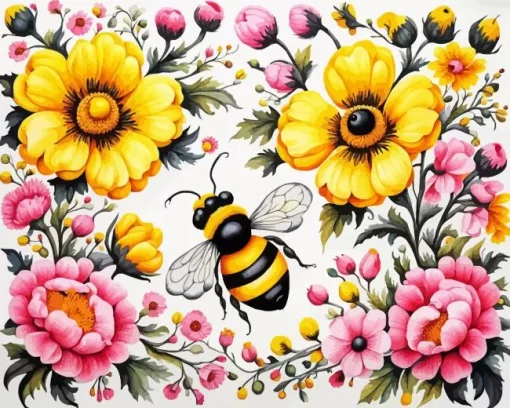 Folk Art Bee Diamond Painting