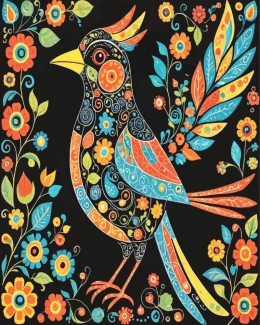 Folk Art Bird Diamond Painting