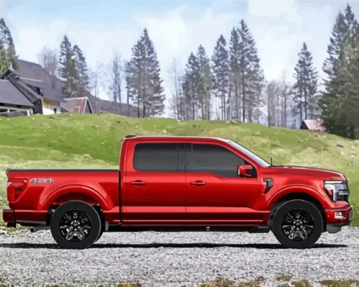 Ford Pickup Red Truck Diamond Painting