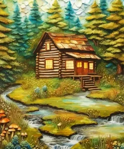 Forest Cabin Diamond Painting