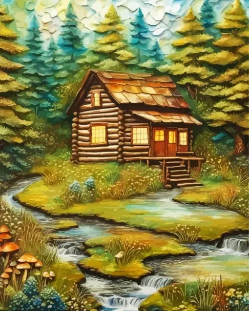 Forest Cabin Diamond Painting