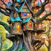 Forest Mystical Tree House Diamond Painting