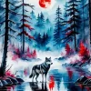 Forest With Wolf Diamond Painting