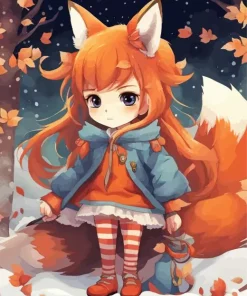 Fox Girl Art Diamond Painting
