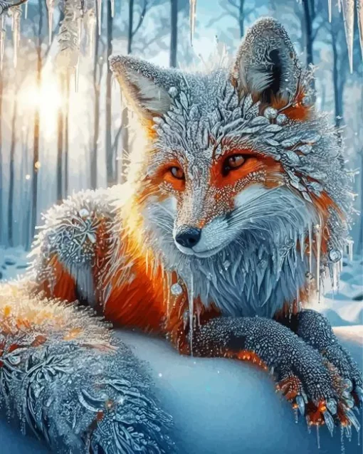Fox In Snow Art Diamond Painting