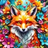 Fox With Flowers Diamond Painting