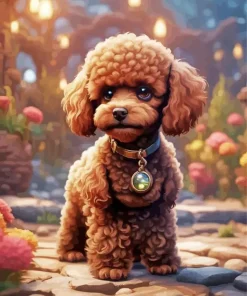 French Brown Poodle Diamond Painting