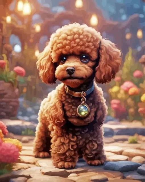 French Brown Poodle Diamond Painting