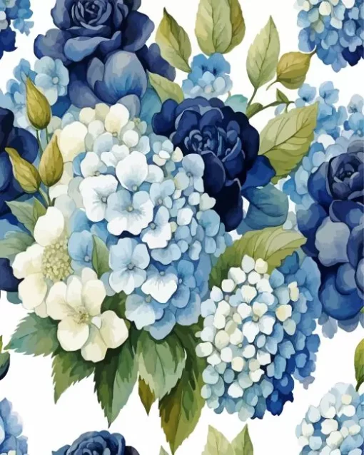 French Hydrangea Diamond Painting