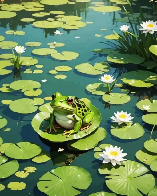 Cute Frog And Lily Pad Diamond Painting