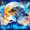 Full Moon And Trees Diamond Painting