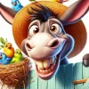 Funny Donkey And Birds Diamond Painting
