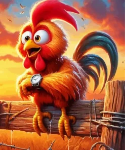 Funny Chicken With A Watch Diamond Painting