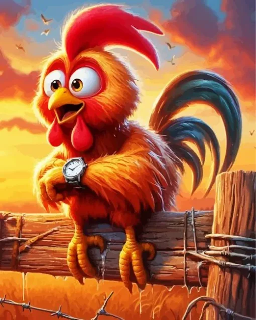 Funny Chicken With A Watch Diamond Painting