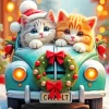 Funny Cute Christmas Cats Diamond Painting
