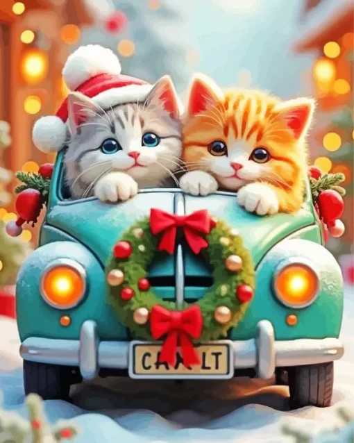 Funny Cute Christmas Cats Diamond Painting