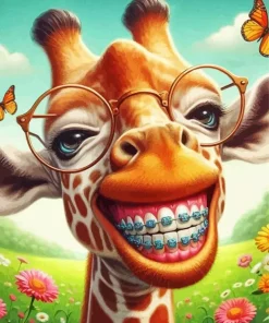 Funny Giraffe With Braces Diamond Painting