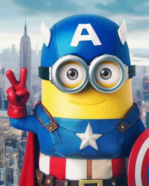 Funny Minion Captain America Diamond Painting