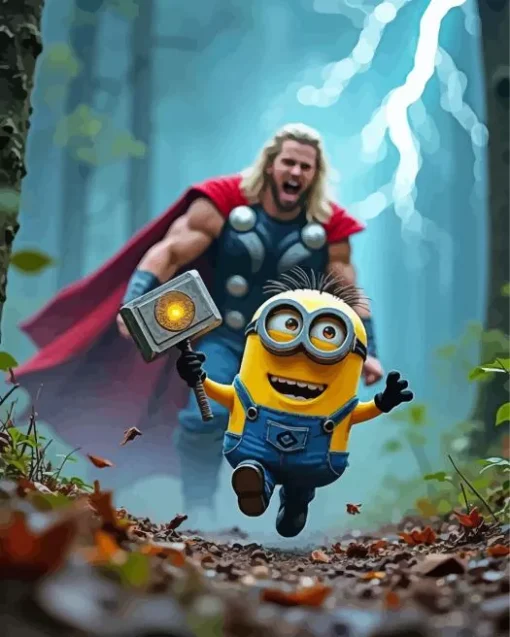 Funny Minion Thor Diamond Painting
