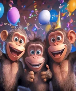 Funny Monkey Partying Diamond Painting