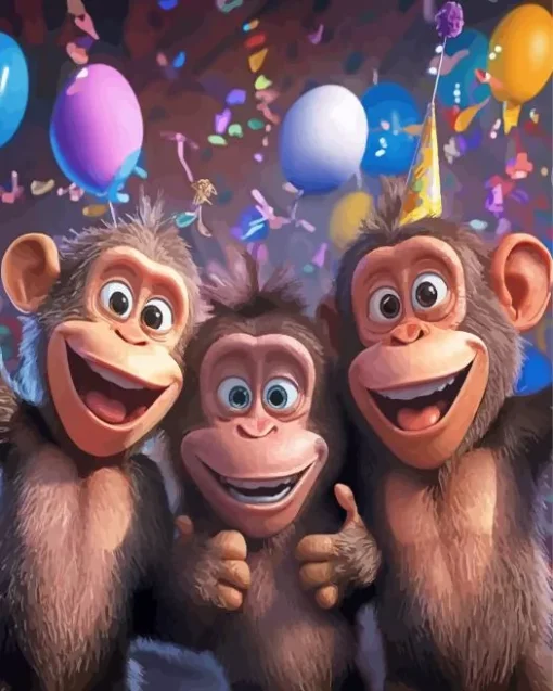 Funny Monkey Partying Diamond Painting
