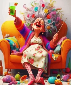 Funny Old Lady Diamond Painting