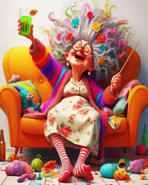 Funny Old Lady Diamond Painting