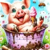 Funny Pig Eating Ice Cream Diamond Painting