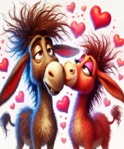 Funny Romantic Donkeys Diamond Painting