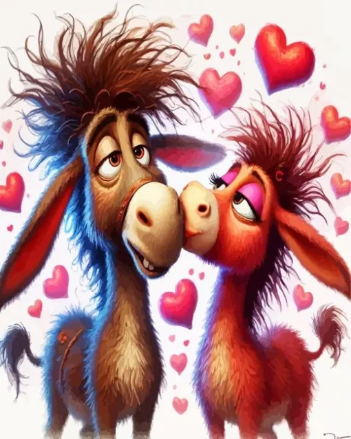 Funny Romantic Donkeys Diamond Painting