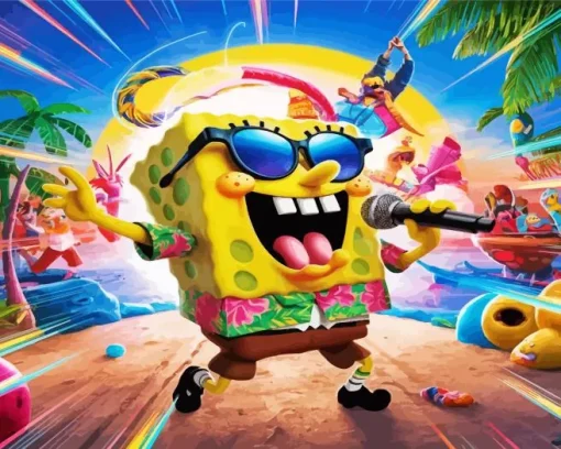 Funny Spongebob Singing Diamond Painting