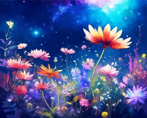 Galaxy Flowers Magic Art Diamond Painting