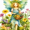 Garden Girl Flowers Art Diamond Painting