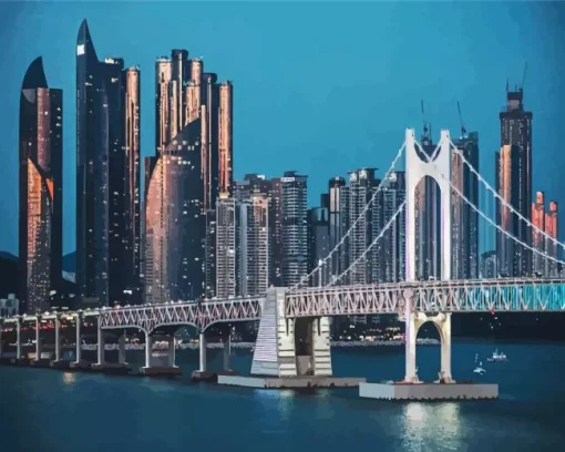 Gwangan Bridge Busan South Korea Diamond Painting