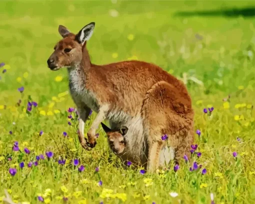 Kangaroo And Baby Diamond Painting
