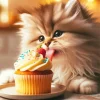 Kitten Eating Cake Diamond Painting
