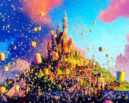 Lantern Tangled Castle Diamond Painting