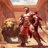 Lion And Gladiator Diamond Painting