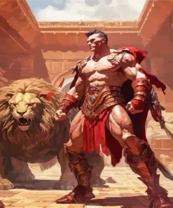 Lion And Gladiator Diamond Painting